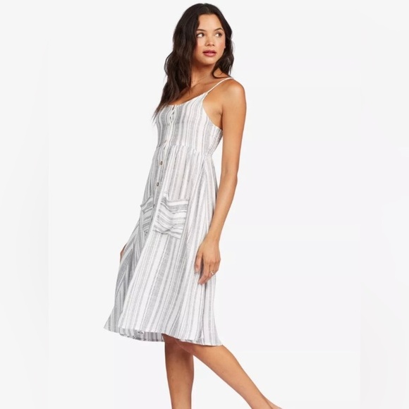 Roxy striped spaghetti strap button down sundress size Large - Picture 2 of 6